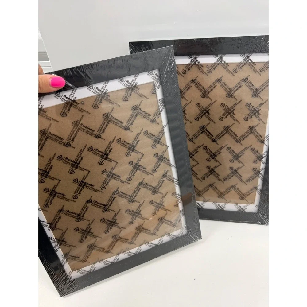 Set of 2 Black Wood Grain Picture Frames 8x11 Wall Mount Vertical Horizontal
